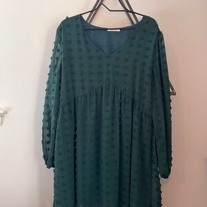 Chic Long Sleeve Green Dress